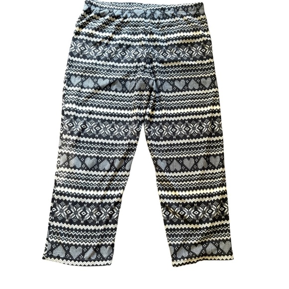 Women’s Fleece Pajama Pants Fair Isle Heart Print Cozy Winter Loungewear XXL - Picture 3 of 5
